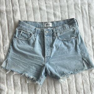 Agolde Sky Blue Frayed Jean Shorts